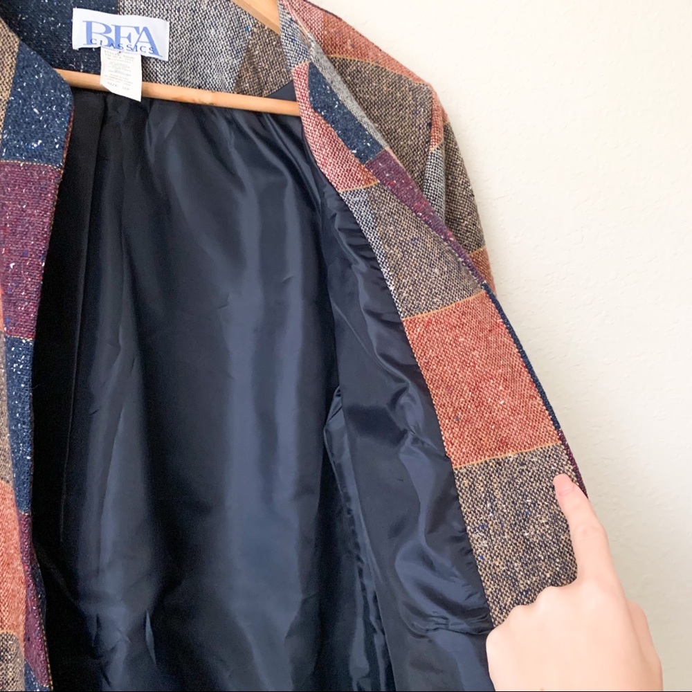 Vintage Wool Blend Patchwork Blazer Shacket Coat - Picture 9 of 12